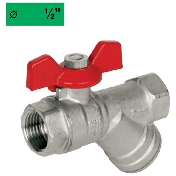 Zawór kulowy z filtrem 1/2GW-GW motylek SENA VA30