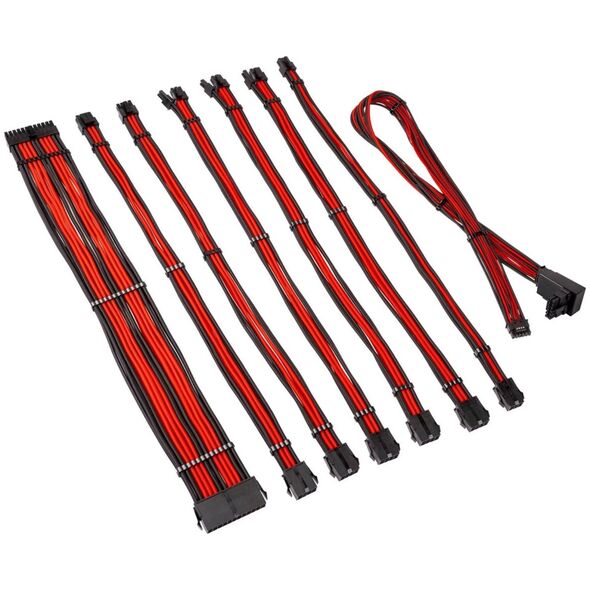 Kolink Kolink Core Pro Braided Cable Extension Kit 12V-2x6 Type 2 - Jet Black/Racing Red 13338811 5999094005723