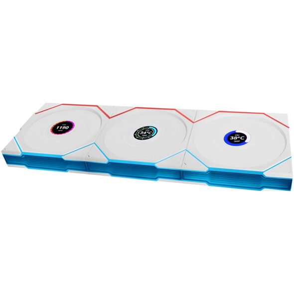 Lian Li UNI FAN TL Wireless LCD Lüfter, ARGB, PWM, 3er-Pack inkl. Controller - Reverse Blade, 120 mm, weiß