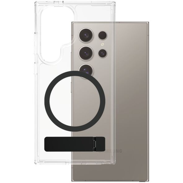 Etui CARE by PanzerGlass Feature Black    Kickstand & QI do Samsung Galaxy S25 Ultra przezroczysty