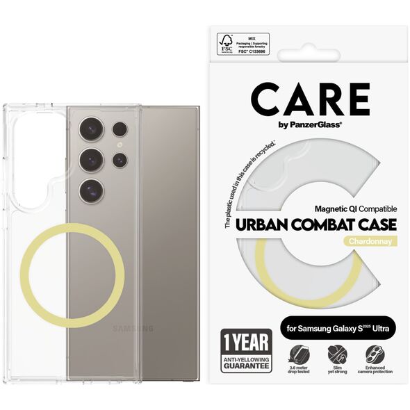 Etui CARE by PanzerGlass Flagship Urban   Combat Chardonnay QI do Samsung Galaxy S25 Ultra przezroczysty