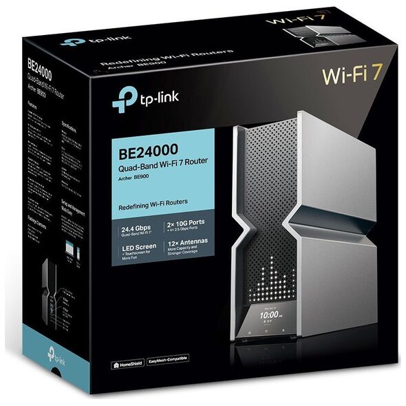 TP-Link Archer BE900 OneMesh/EasyMesh WiFi7 router(BE24000,2,4GHz/5GHz/6GHz,1x10GbELAN/WAN,1xSFP+/10GbEWAN/LAN,4x2,5GbE)