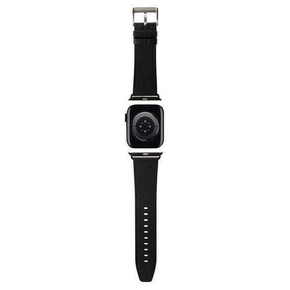 Strap for APPLE WATCH 4 / 5 / 6 / 7 / 8 / SE / ULTRA (42 / 44 / 45 / 49 MM) Karl Lagerfeld Strap Saffiano Monogram (KLAWLSAKLHPK) black 3666339127428