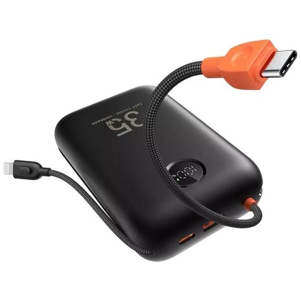 VEGER powerbank 30000 mAh z wbudowanymi kablami Typ C / Lightning PD QC3.0 35W K3 (W3018) czarny