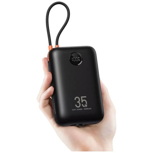 VEGER powerbank 30000 mAh z wbudowanymi kablami Typ C / Lightning PD QC3.0 35W K3 (W3018) czarny