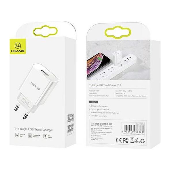 Ładowarka Usams T18 1x USB-A 2.1 A (CC075TC01)