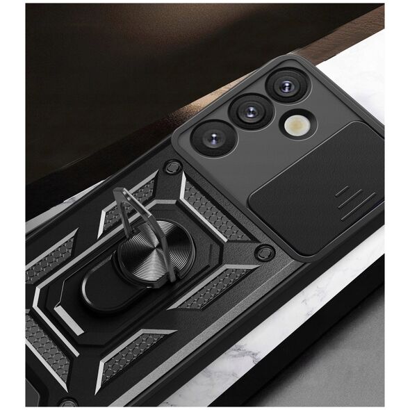 Etui pancerne Hybrid Armor Camshield z osłoną aparatu i metalowym ringiem do Samsung Galaxy S25+ - czarne