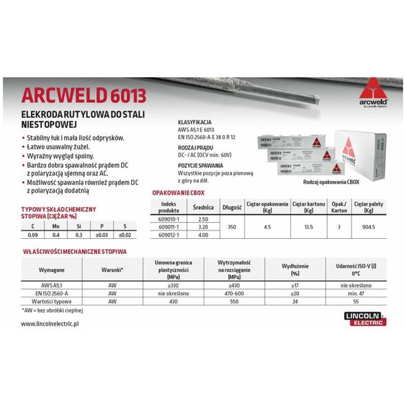 LINCOLN ELECTRODE ARCWELD 6013 FI 4.0/4.5kg