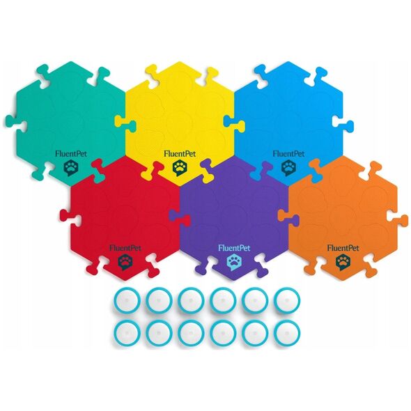 FluentPet - Connect Key Vocab Expansion Kit - zestaw 12 przycisków z piankowymi matami oraz naklejkami do komunikacji z psem / kotem do systemu Connect