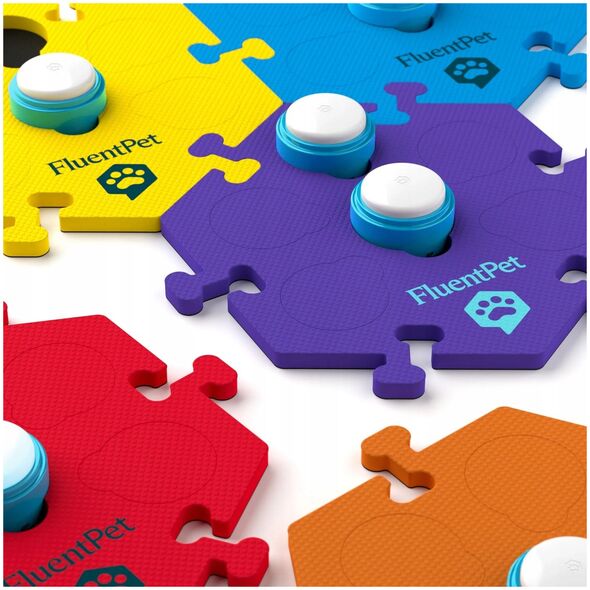 FluentPet - Connect Key Vocab Expansion Kit - zestaw 12 przycisków z piankowymi matami oraz naklejkami do komunikacji z psem / kotem do systemu Connect