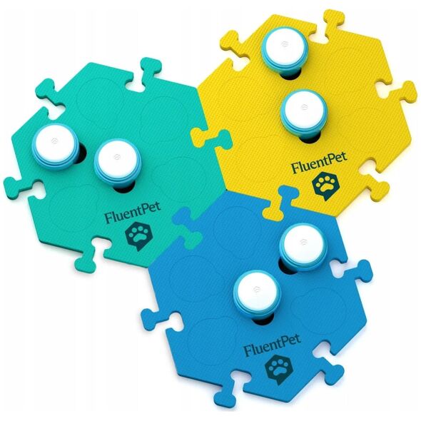 FluentPet - Connect Get Started Expansion Kit - zestaw 6 przycisków z piankowymi matami oraz naklejkami do komunikacji z psem / kotem do systemu Connect