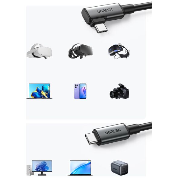 Ugreen US551 angled cable USB-C - USB-C 60W / data transmission with support for VR goggles 5m black