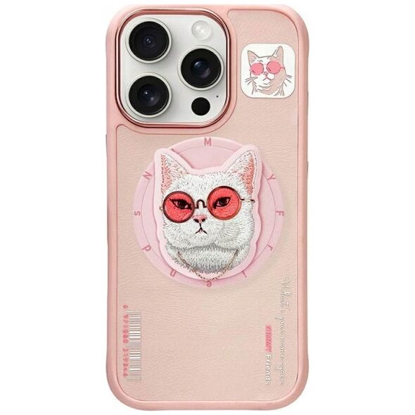 Etui Nimmy Glasses Cool Cat do iPhone 16  Pro różowy