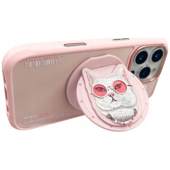 Etui Nimmy Glasses Cool Cat do iPhone 16  Pro różowy