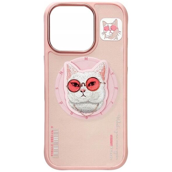 Etui Nimmy Glasses Cool Cat do iPhone 16  Pro różowy