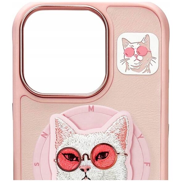 Etui Nimmy Glasses Cool Cat do iPhone 16  Pro różowy