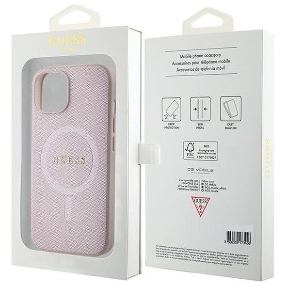Guess Guess GUHMP15MPSAHMCP iPhone 15 Plus 6.7" różowy/pink hardcase Saffiano MagSafe
