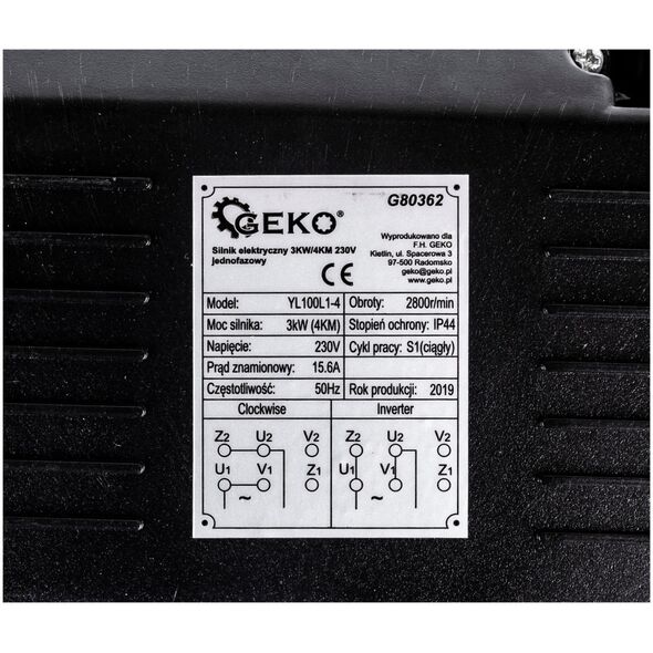 Geko #Silnik elektryczny 3KW/4KM 230V 1 fazowy (1)