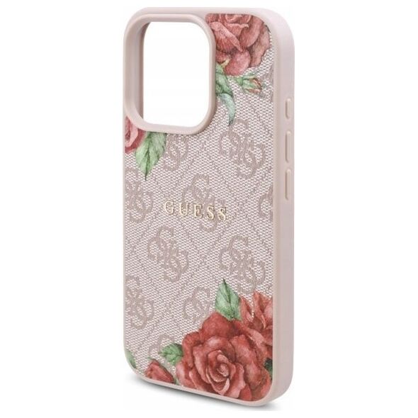 Guess GUHMP16LP4ROPEMCP iPhone 16 Pro     6.3" różowy/pink hardcase 4G Flowers Print MagSafe