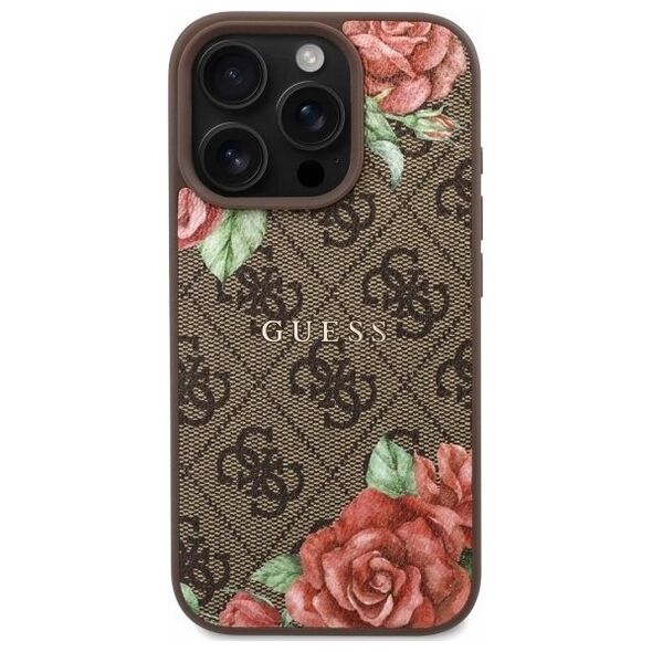 Guess GUHMP16LP4ROPEMCW iPhone 16 Pro     6.3" brązowy/brown hardcase 4G Flowers Print MagSafe