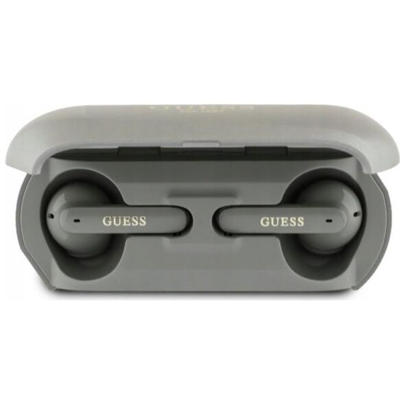 Guess słuchawki Bluetooth GUTWSC2MCDSE    TWS + stacja dokująca taupe Elongated Metalic Printed Logo