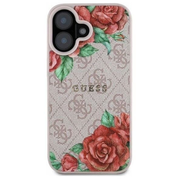 Guess GUHMP16SP4ROPEMCP iPhone 16 6.1"    różowy/pink hardcase 4G Flowers Print MagSafe