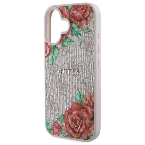 Guess GUHMP16SP4ROPEMCP iPhone 16 6.1"    różowy/pink hardcase 4G Flowers Print MagSafe