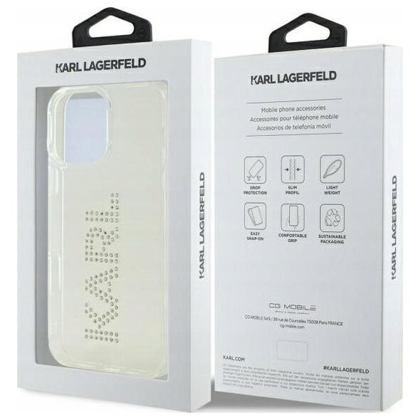 Karl Lagerfeld KLHCP16XHKLSTDCT iPhone    16 Pro Max 6.9" przezroczysty/transparent hardcase IML Rhinestones Logo