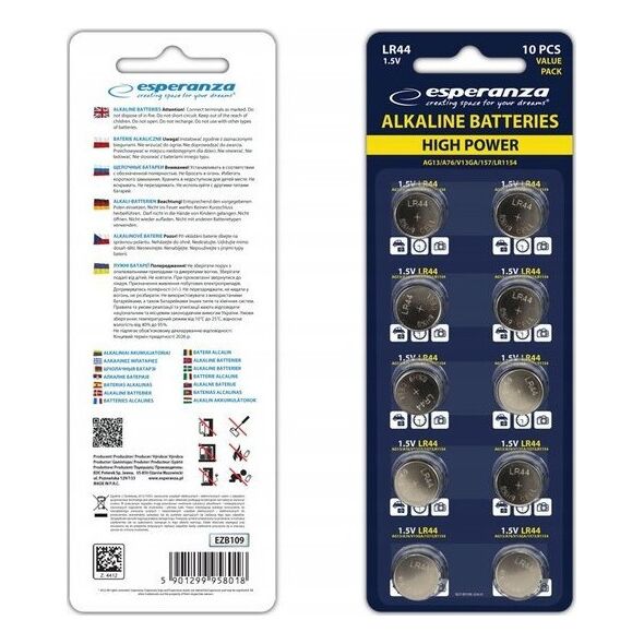 Esperanza Bateria alkaliczna LR44 AG13 (pastylka) (10 szt.)
