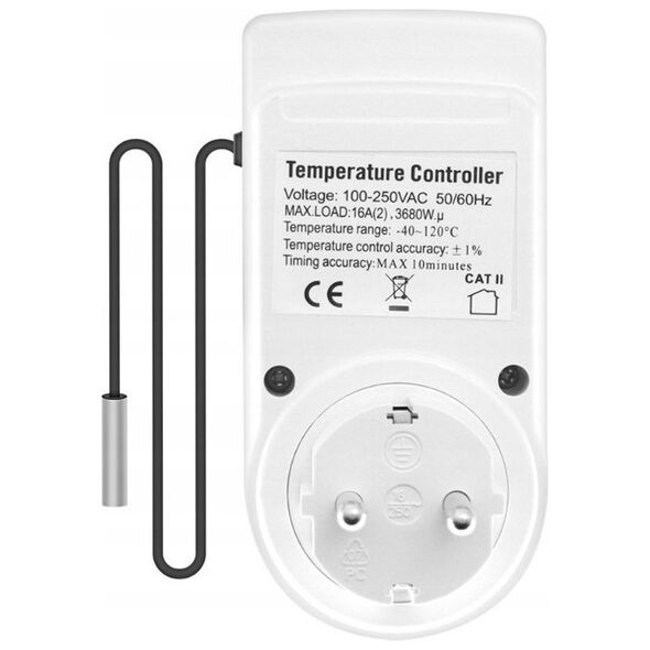 Eurokomp Termostat z gniazdem 230V E6185