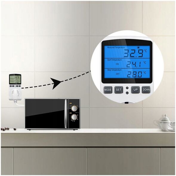 Eurokomp Termostat z gniazdem 230V E6185