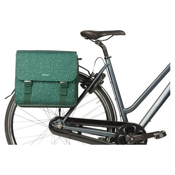 Sakwy BASIL FLAIR DOUBLE BICYCLE BAG, MIK z adapterem do mocowania, 35L, Wodoodporna, Green (NEW 2025)