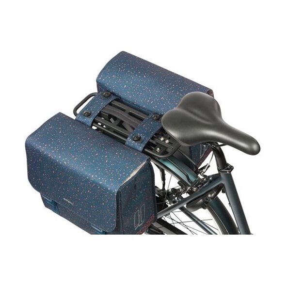 Sakwy BASIL FLAIR DOUBLE BICYCLE BAG, MIK z adapterem do mocowania, 35L, Wodoodporna, Navy (NEW 2025)