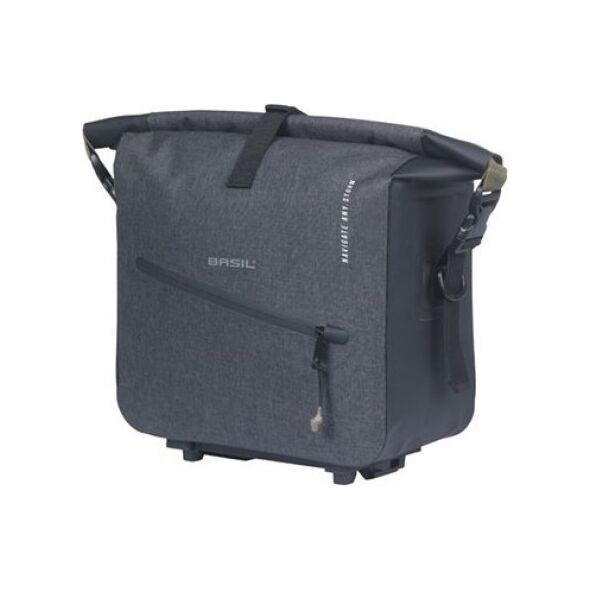 Torba na bagażnik BASIL NAVIGATOR STORM, MIK z adapterem do mocowania, 13L, Wodoodporna, Czarna (NEW 2025)