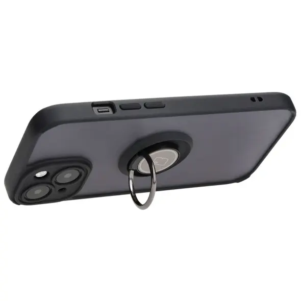 Bizon Case Hybrid Ring Apple iPhone 15 smoky with a black frame