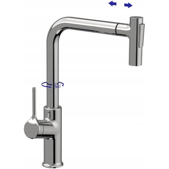 Sink mixer INVENA FARSALA, with pull-out spout, chrome color.