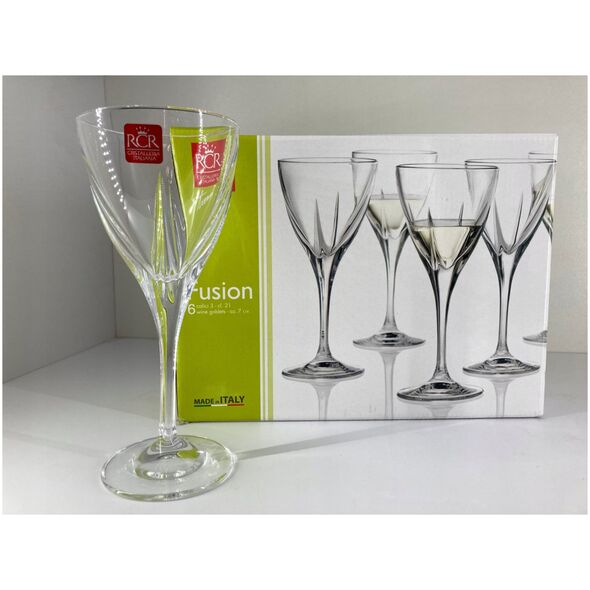 Crystal wine glasses RCR Fusion Goblet, 210 ml, 6 pcs.