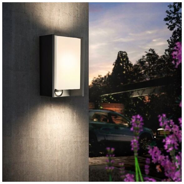 Outdoor wall light PHILIPS BRIDGE, IP44, 1 x E27, max 42 W, with motion sensor, 21.2x11.8 cm