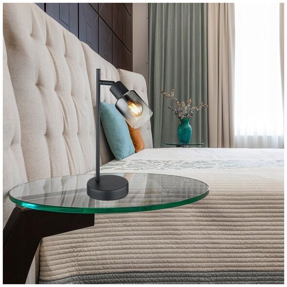 Table lamp GLOBO HUBERTUS, 1xE14, 40W, 230V, metal, matte black, 35x14, 3x12cm