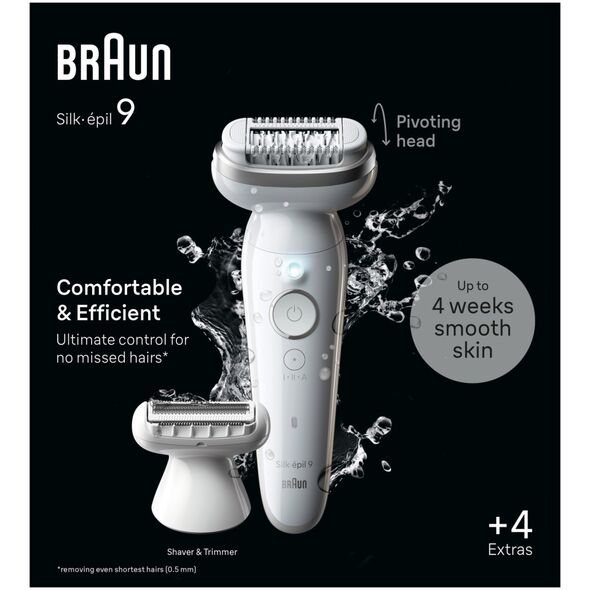 Braun Silk-épil 9 9-041, Silver, 40 tweezers, MicroGrip, Battery, 100 - 240 V, 50/60 Hz