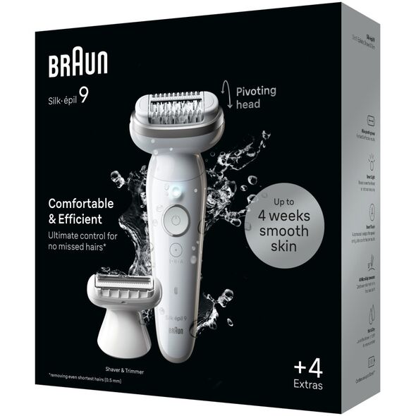 Braun Silk-épil 9 9-041, Silver, 40 tweezers, MicroGrip, Battery, 100 - 240 V, 50/60 Hz