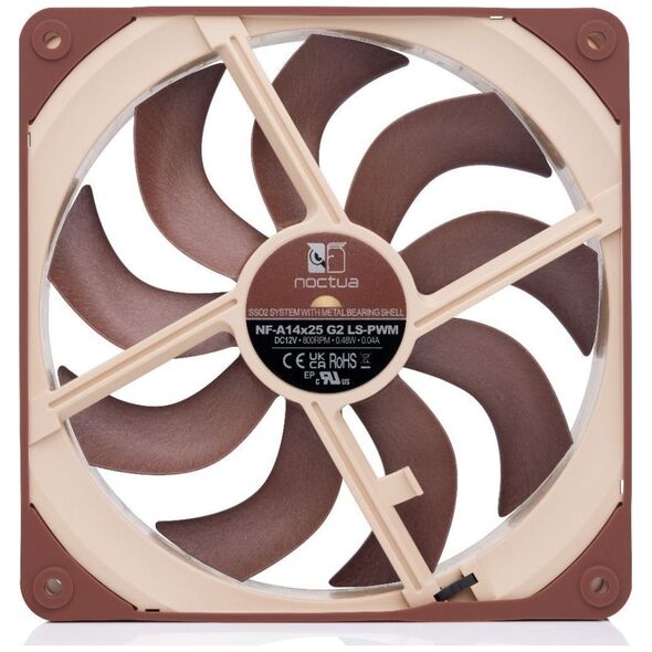 Noctua NF-A14X25 G2 LS-PWM, Air cooler, 14 cm, 800 RPM, 81.6 m³/h, Beige, Brown