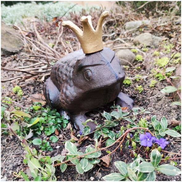 DECORAT FROG WITH CROWN 20.3X18X19.7CM