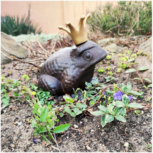 DECORAT FROG WITH CROWN 20.3X18X19.7CM