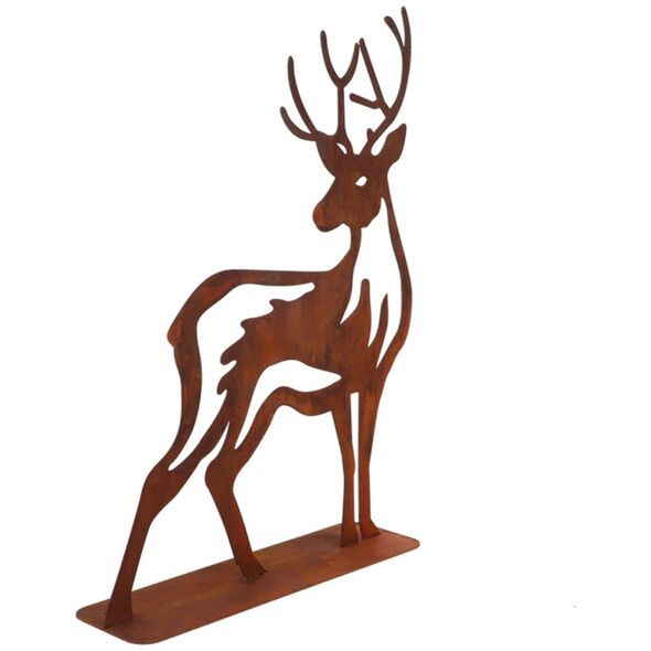 DECORATION DEER RUST 38X10X46.8CM