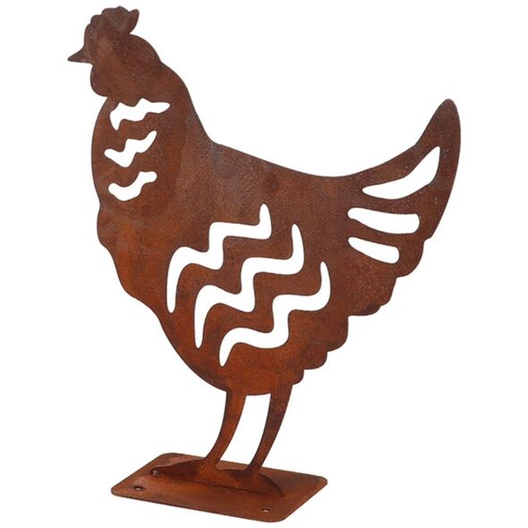 DECORATION CHICKEN RUST 25X10X28.8CM