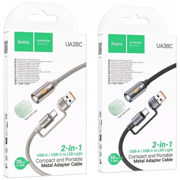 HOCO kabel USB A / Typ C do LED light UA38C złoty