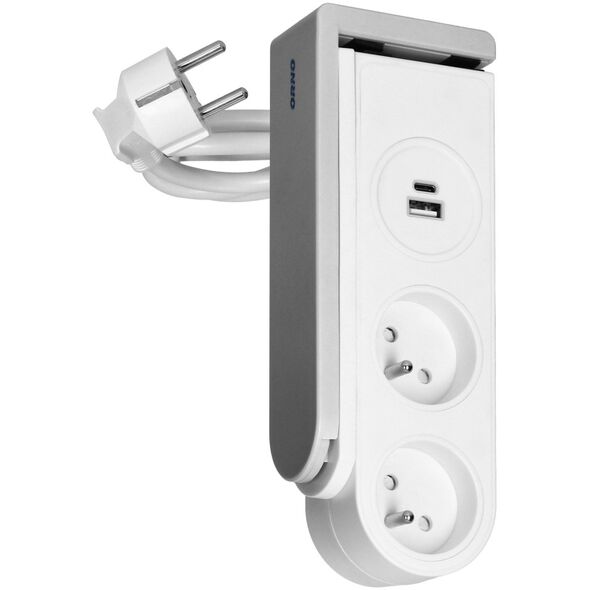 Listwa zasilająca Orno Listwa zasilająca biurkowa z ładowarką USB i sprężynowym zaciskiem mocującym