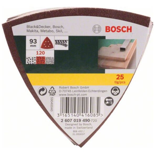 Bosch Bosch Abrasive Sheet Set Delta 120 25 τμχ - 2607019490 9804808 3165140416085