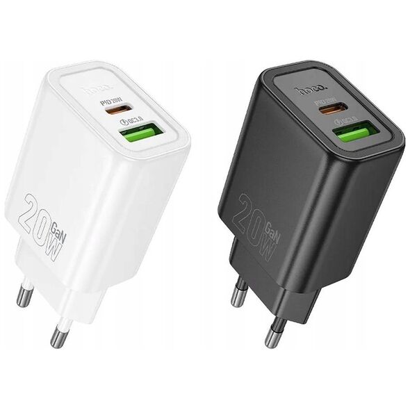 HOCO ładowarka sieciowa USB A + Typ C PD QC3.0 3A 20W N61 czarna